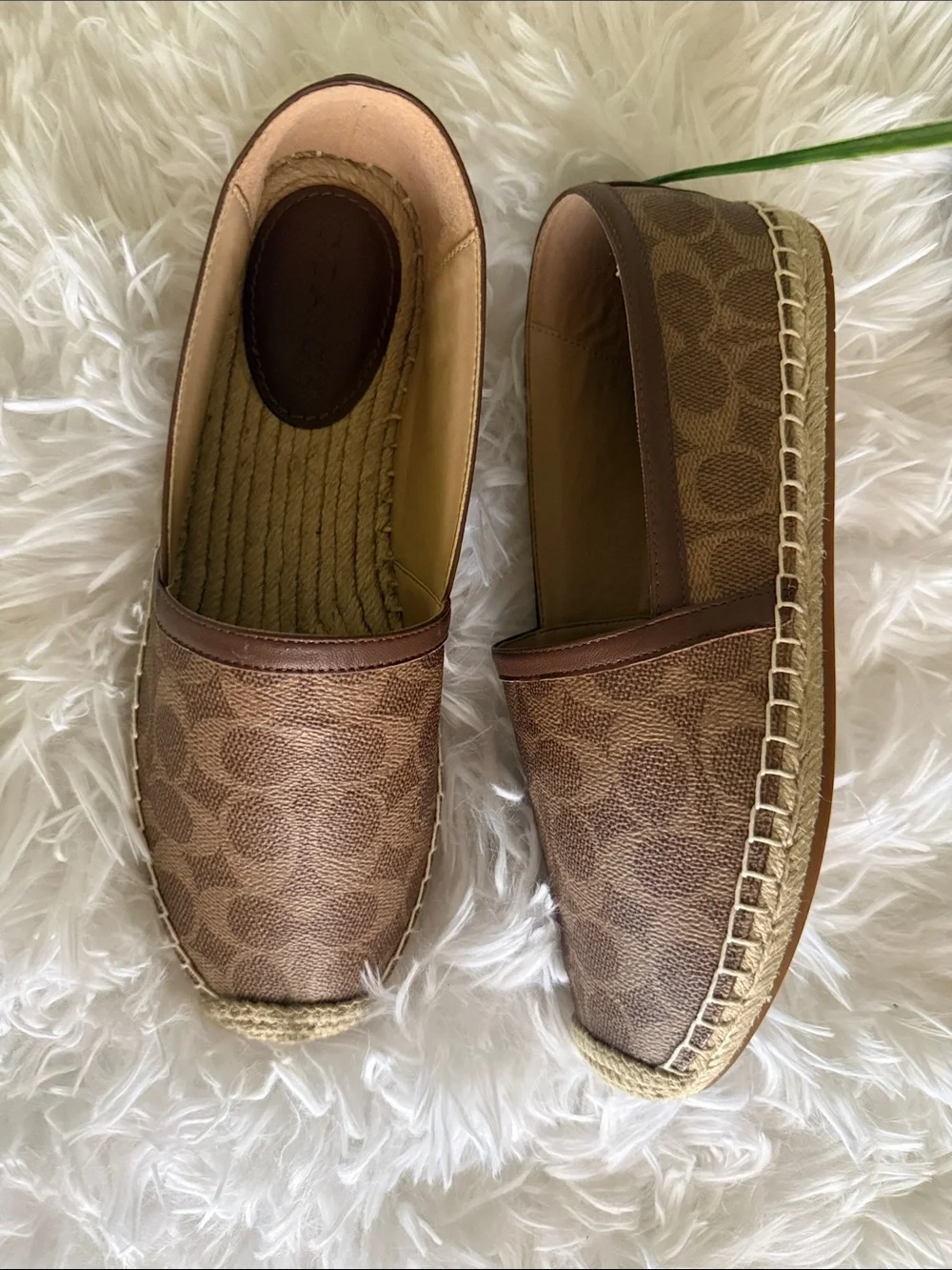 Coach Brown Signature Canvas Espadrille Flats